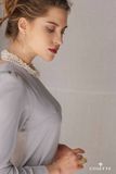 Đầm xám silk tay dài