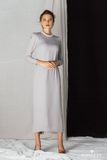 Đầm xám silk tay dài