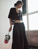 Áo cổ ve tay ngắn đen
