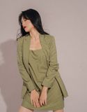 Đầm 2 dây vải xéo sọc caro