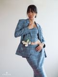 Áo vest sọc caro xanh