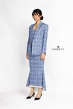 Áo vest sọc caro xanh