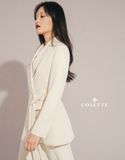 Áo vest cột eo kem
