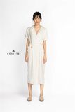 Đầm cổ ve tay liền xám
