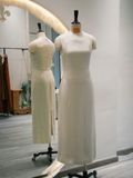 Đầm dài sát nách xám nhạt