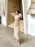 Đầm form suông tay dài vải nhún