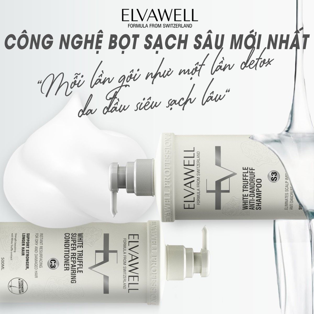 Dầu gội giảm gàu siêu suôn mượt Elvawell 500ml
