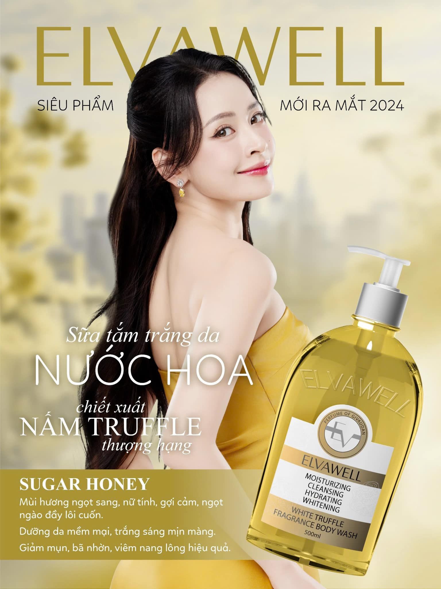 Sữa tắm nước hoa nấm Truffle Elvawell (500ml) - Sữa tắm White Truffle Elvawell - Sugar Honey