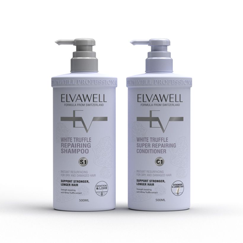 (500ml) Cặp dầu gội phục hồi hư tổn siêu suôn mượt Elvawell
