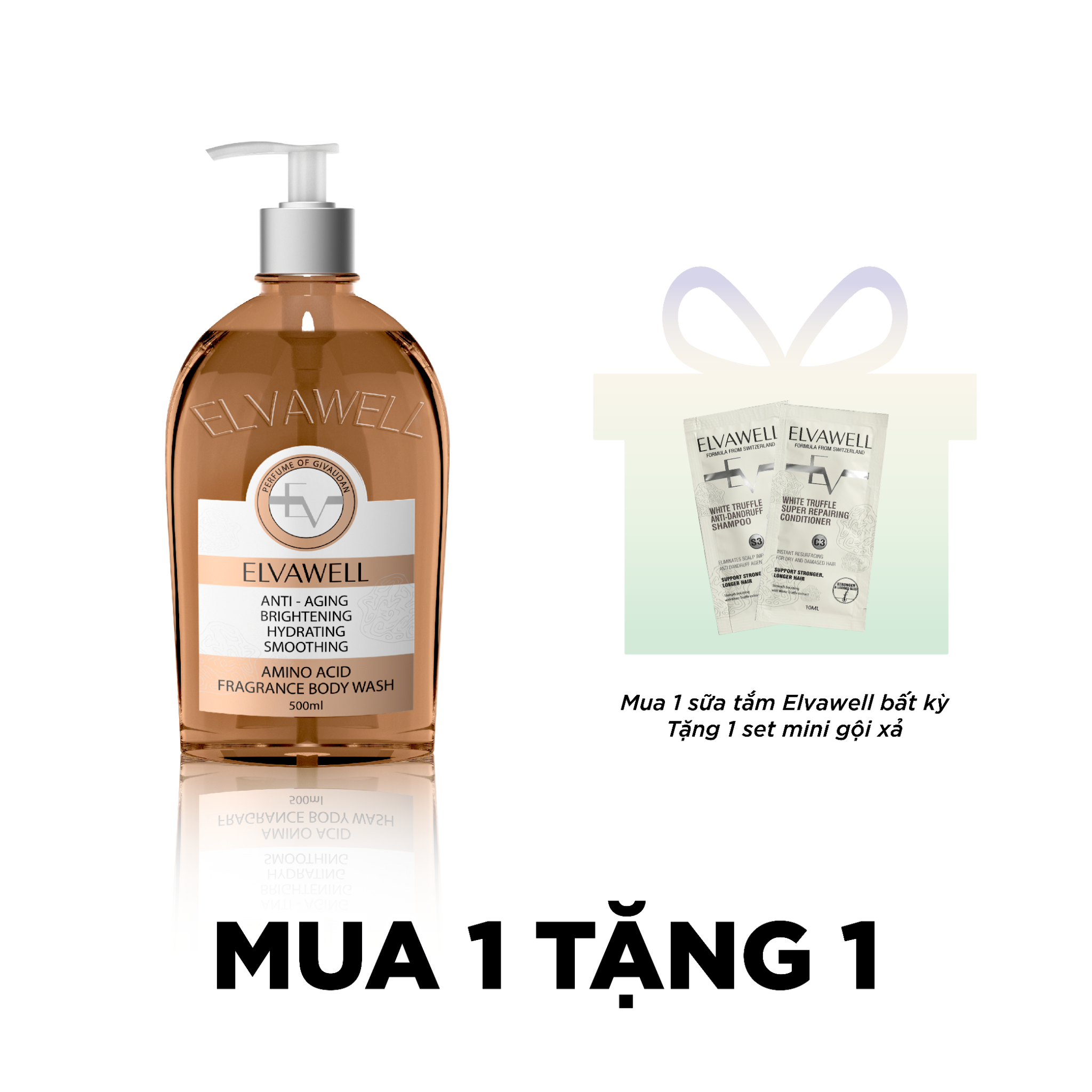 Sữa tắm nước hoa nuôi dưỡng cấp ẩm Elvawell (500ml) - Sữa tắm Amino Acid Elvawell - Miss Wonder