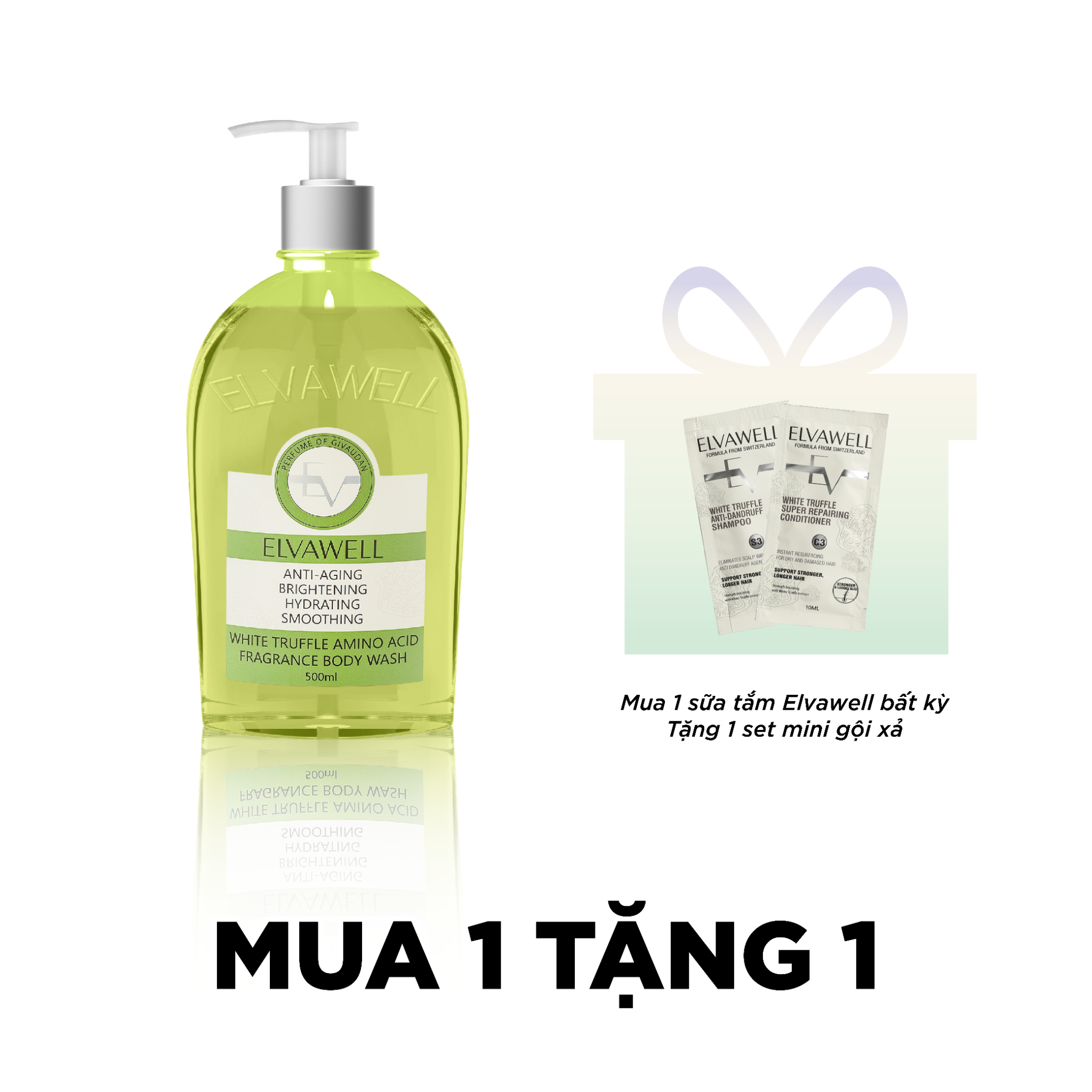 Sữa tắm nấm truffle trắng da Elvawell (500ml) - Sữa tắm White Truffle Whitening Elvawell - Elva Spirit