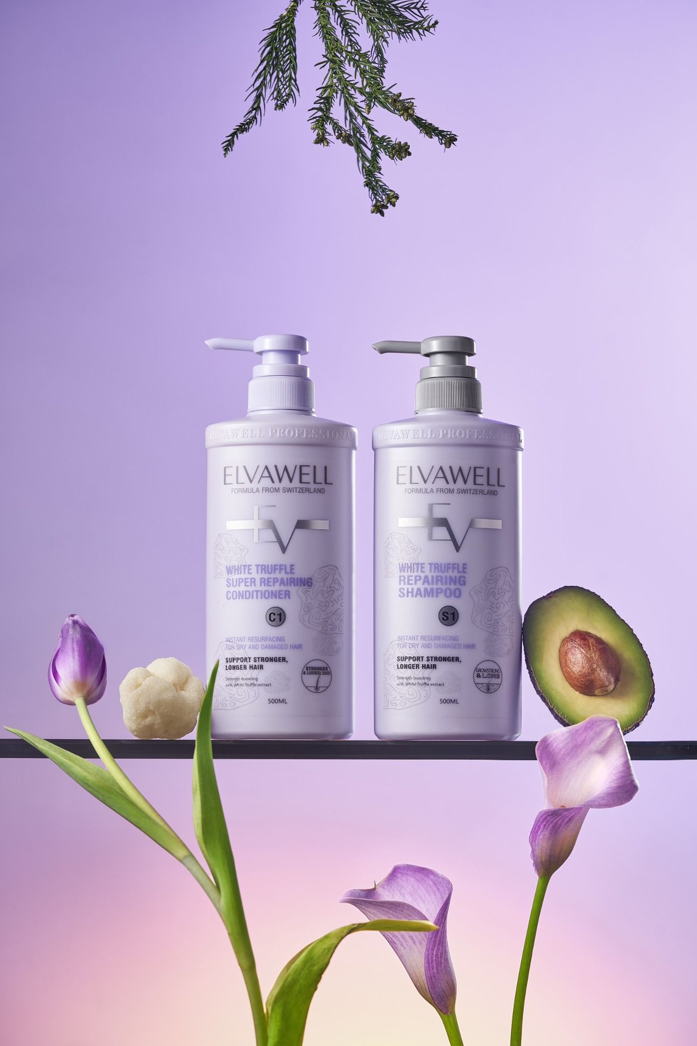 (1000ml) Cặp dầu gội phục hồi hư tổn siêu suôn mượt Elvawell