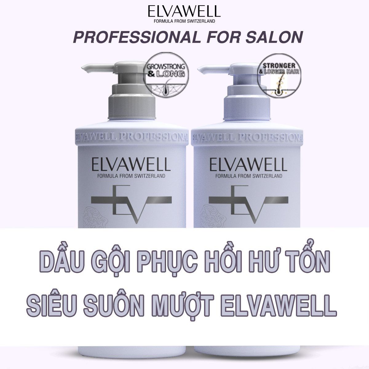 (500ml) Cặp dầu gội phục hồi hư tổn siêu suôn mượt Elvawell
