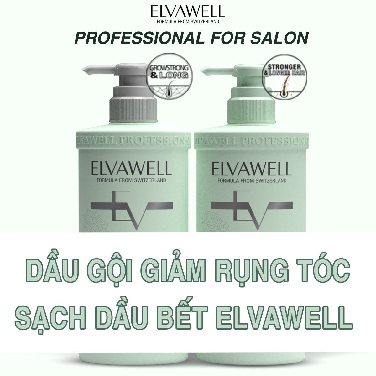 (500ml) Cặp dầu gội giảm rụng tóc sạch dầu bết Elvawell