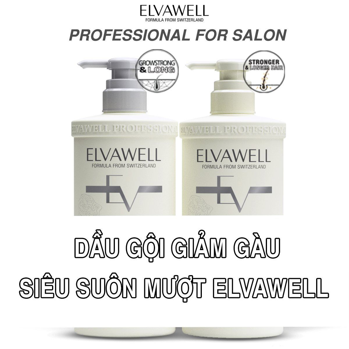 (1000ml) Cặp dầu gội giảm gàu siêu suôn mượt Elvawell