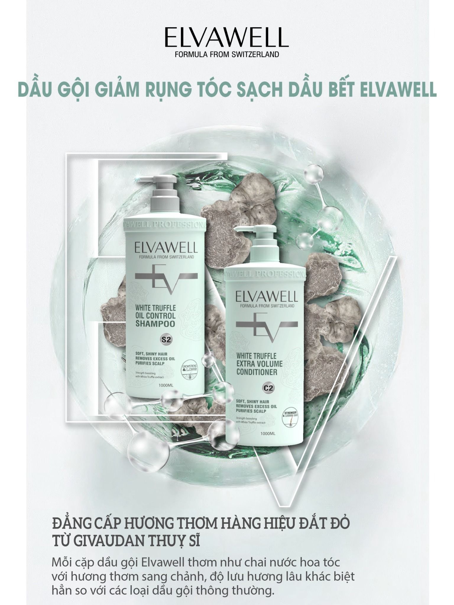 Dầu xả giảm rụng tóc sạch dầu bết Elvawell 500ml