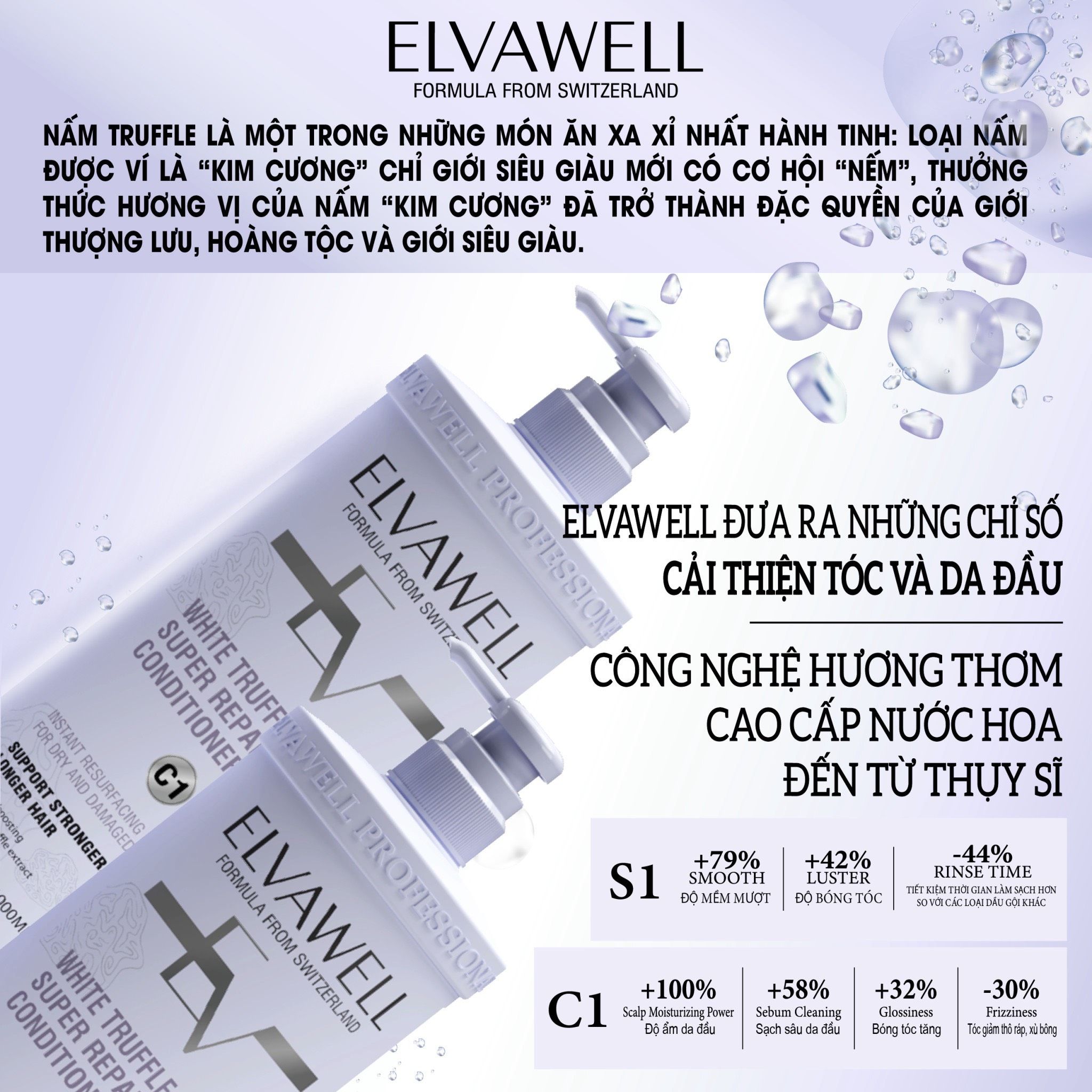 Dầu gội phục hồi hư tổn siêu suôn mượt Elvawell 1000ml
