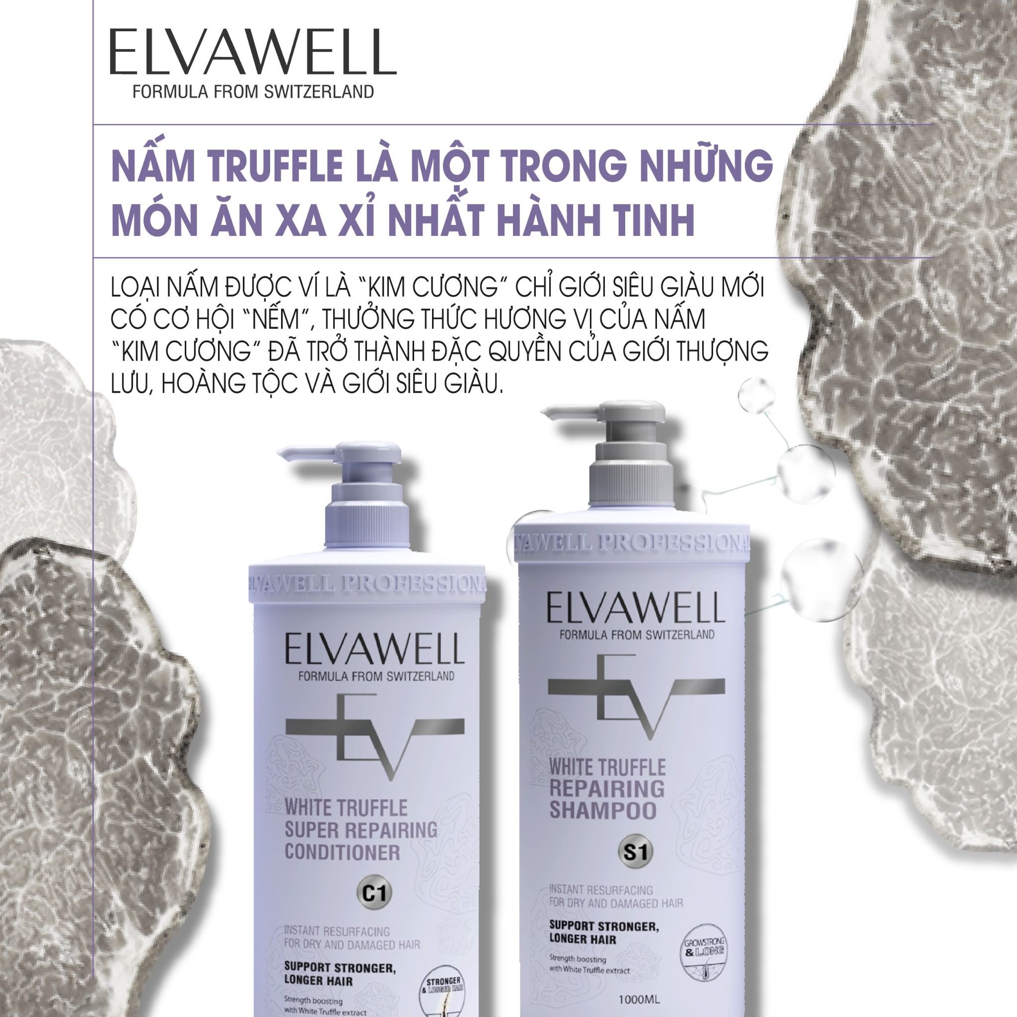 Dầu gội phục hồi hư tổn siêu suôn mượt Elvawell 1000ml