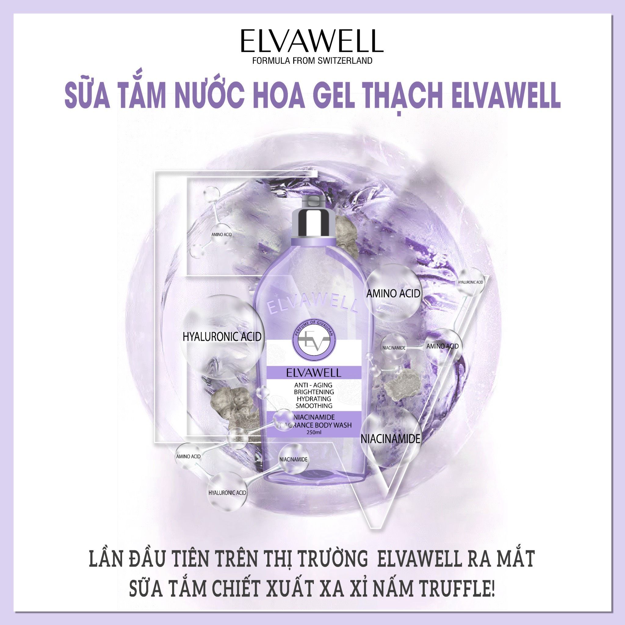 Sữa tắm nước hoa trắng da Niacinamide Elvawell (250ml) - Sữa tắm Niacinamide Elvawell - Soul Healing