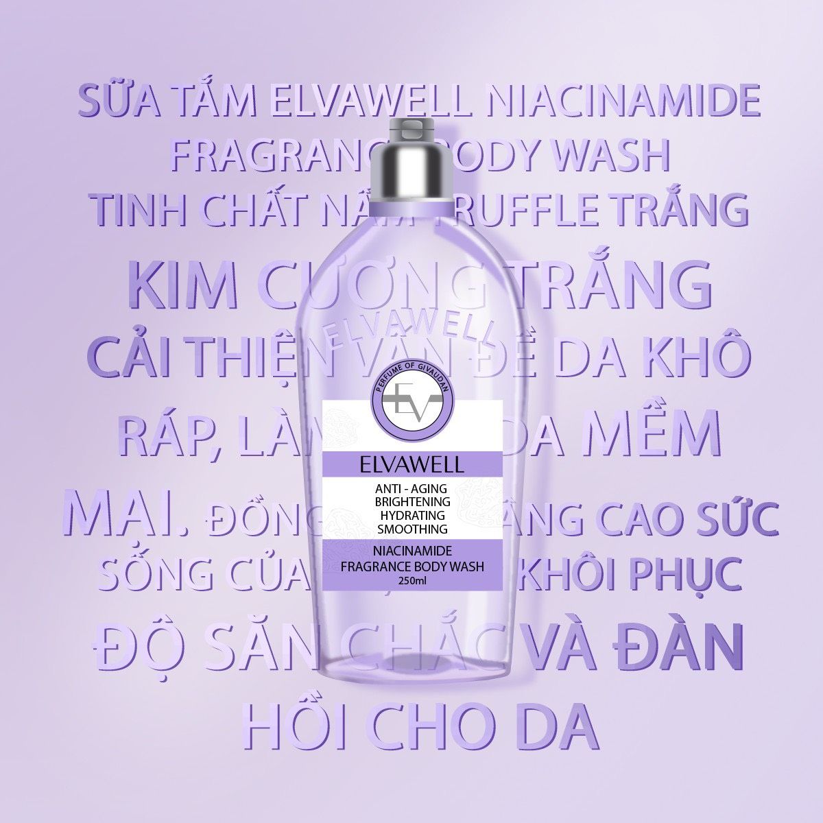 Sữa tắm nước hoa trắng da Niacinamide Elvawell (250ml) - Sữa tắm Niacinamide Elvawell - Soul Healing