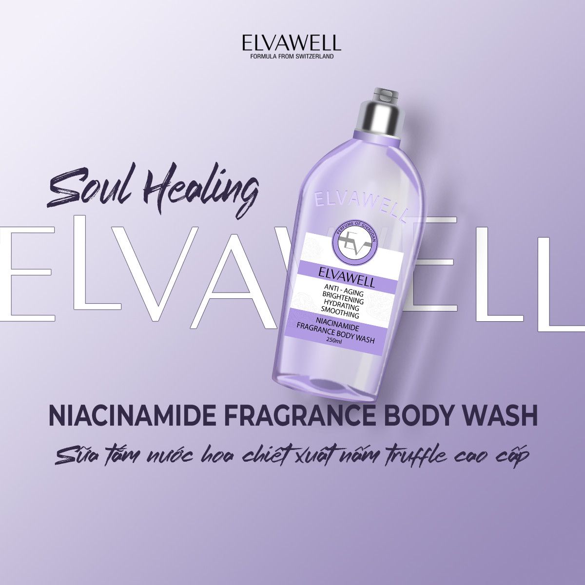 Sữa tắm nước hoa trắng da Niacinamide Elvawell (250ml) - Sữa tắm Niacinamide Elvawell - Soul Healing