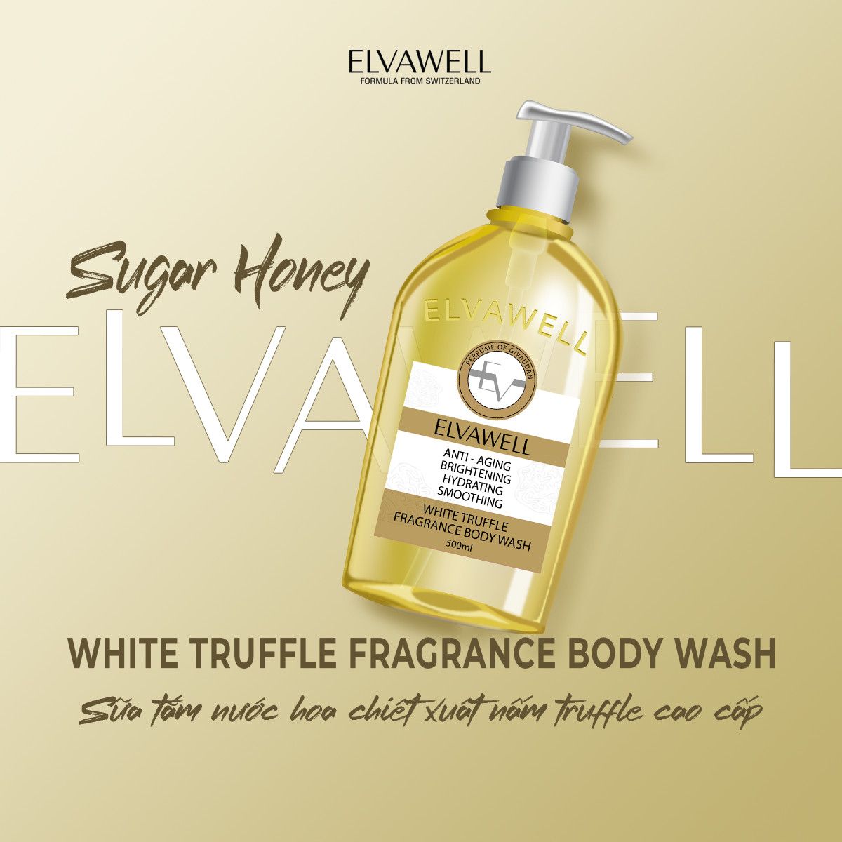 Sữa tắm nước hoa nấm Truffle Elvawell (500ml) - Sữa tắm White Truffle Elvawell - Sugar Honey