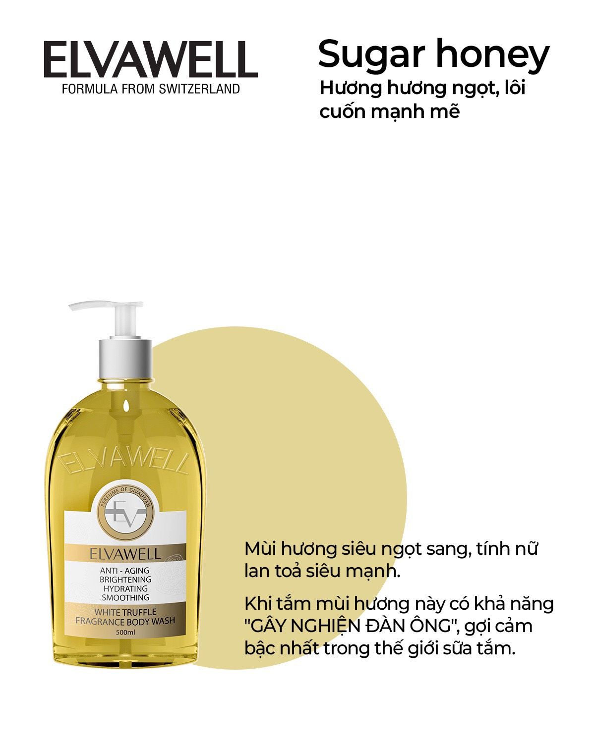 Sữa tắm nước hoa nấm Truffle Elvawell (500ml) - Sữa tắm White Truffle Elvawell - Sugar Honey