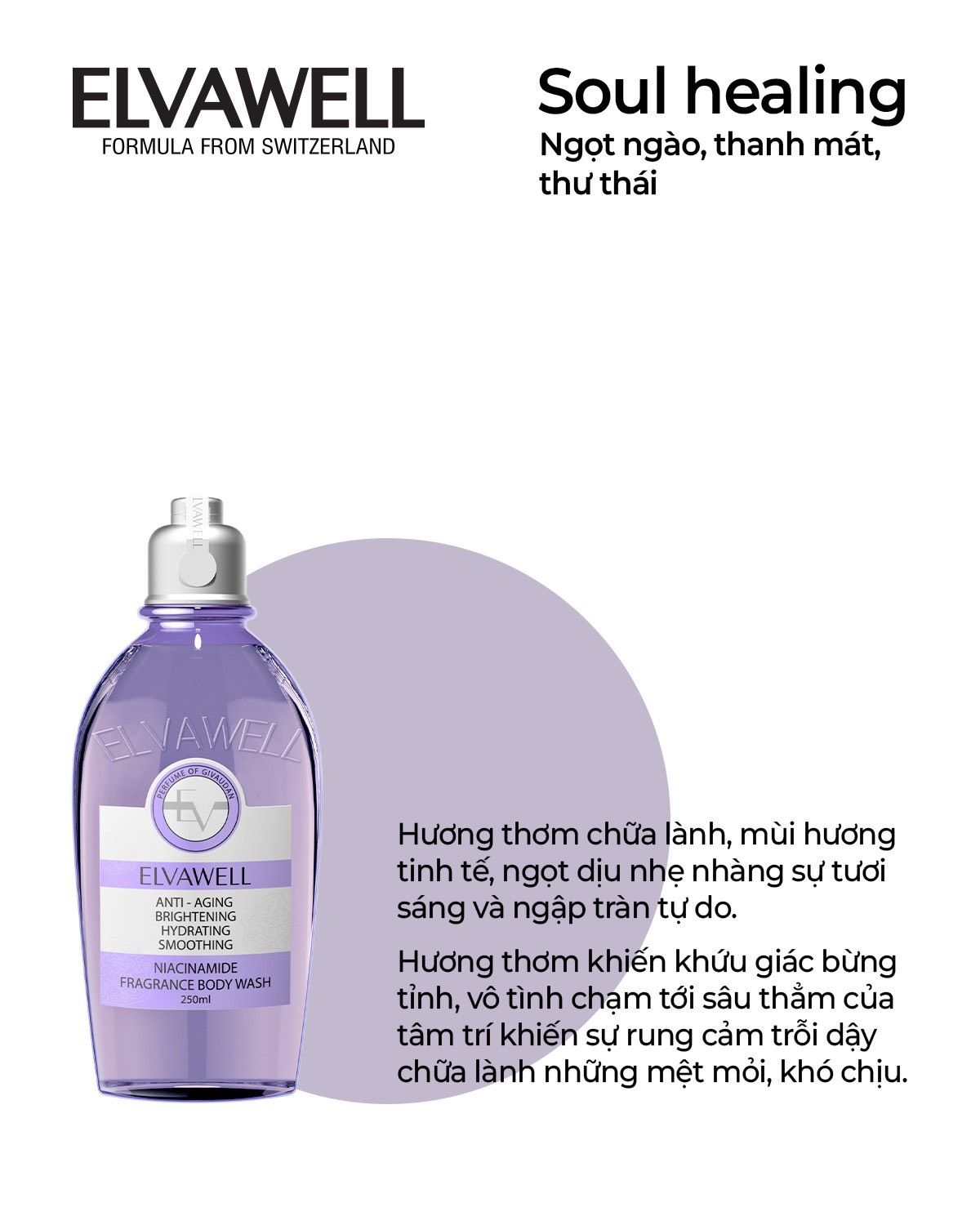 Sữa tắm nước hoa trắng da Niacinamide Elvawell (250ml) - Sữa tắm Niacinamide Elvawell - Soul Healing