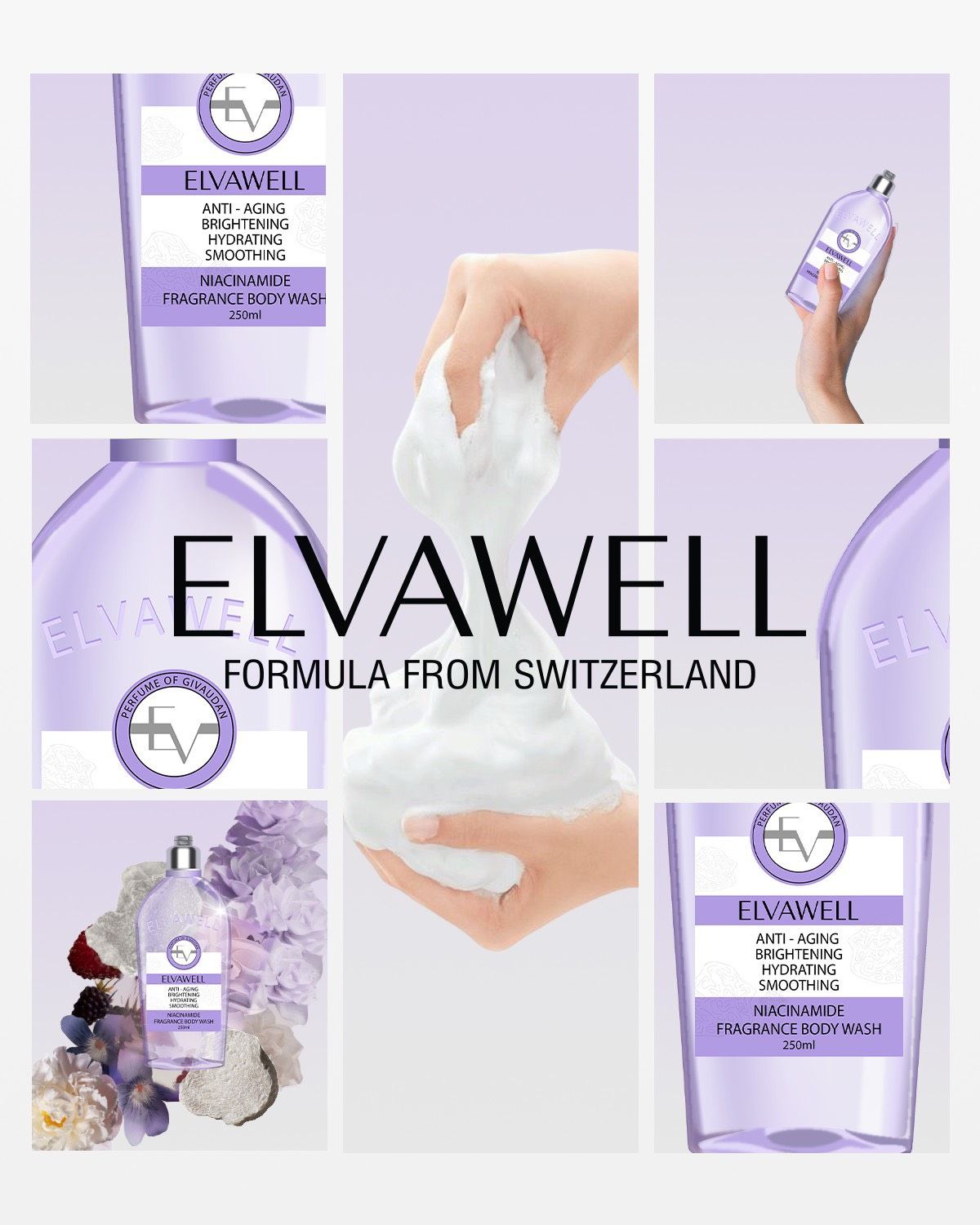 Sữa tắm nước hoa trắng da Niacinamide Elvawell (250ml) - Sữa tắm Niacinamide Elvawell - Soul Healing