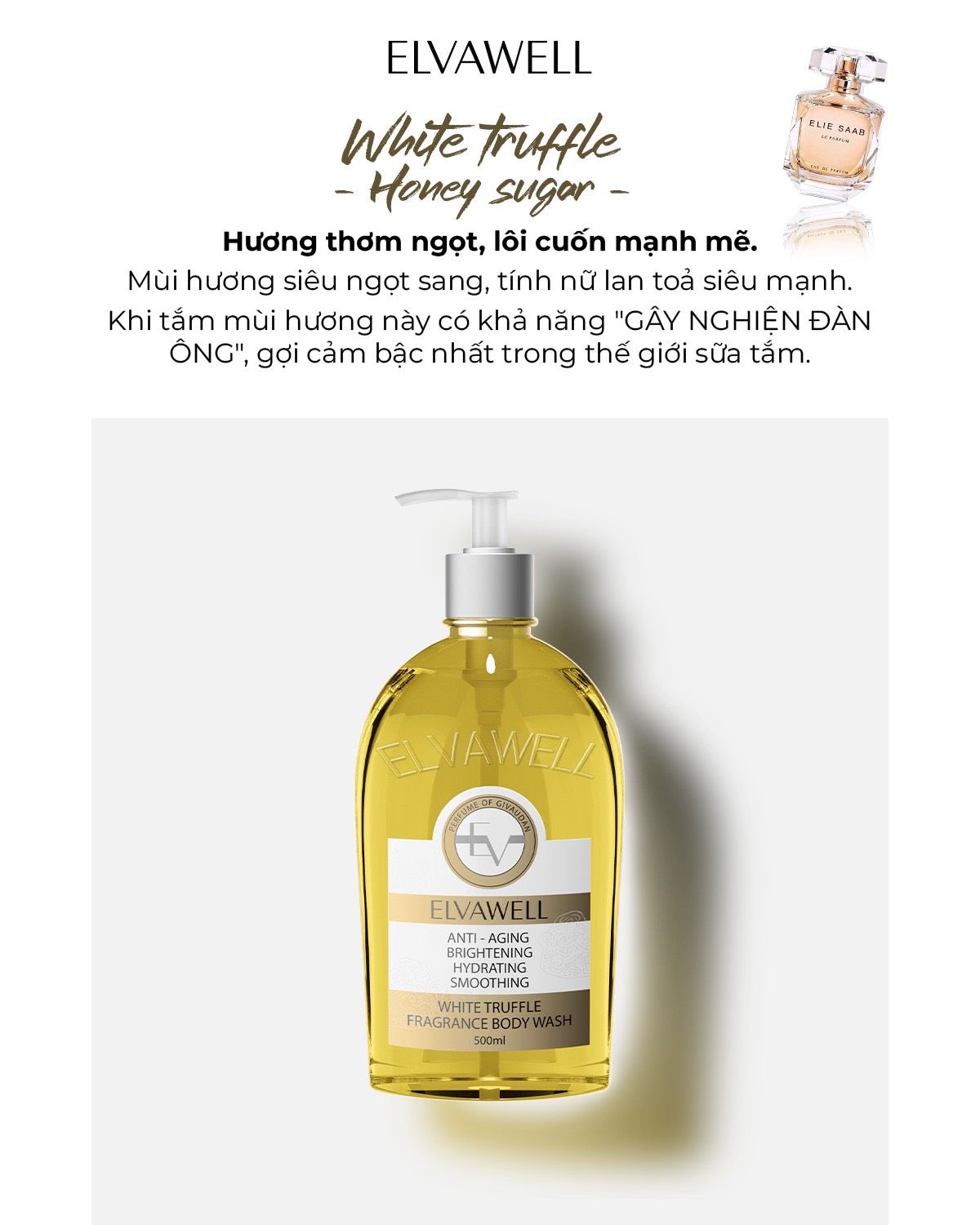 Sữa tắm nước hoa nấm Truffle Elvawell (500ml) - Sữa tắm White Truffle Elvawell - Sugar Honey