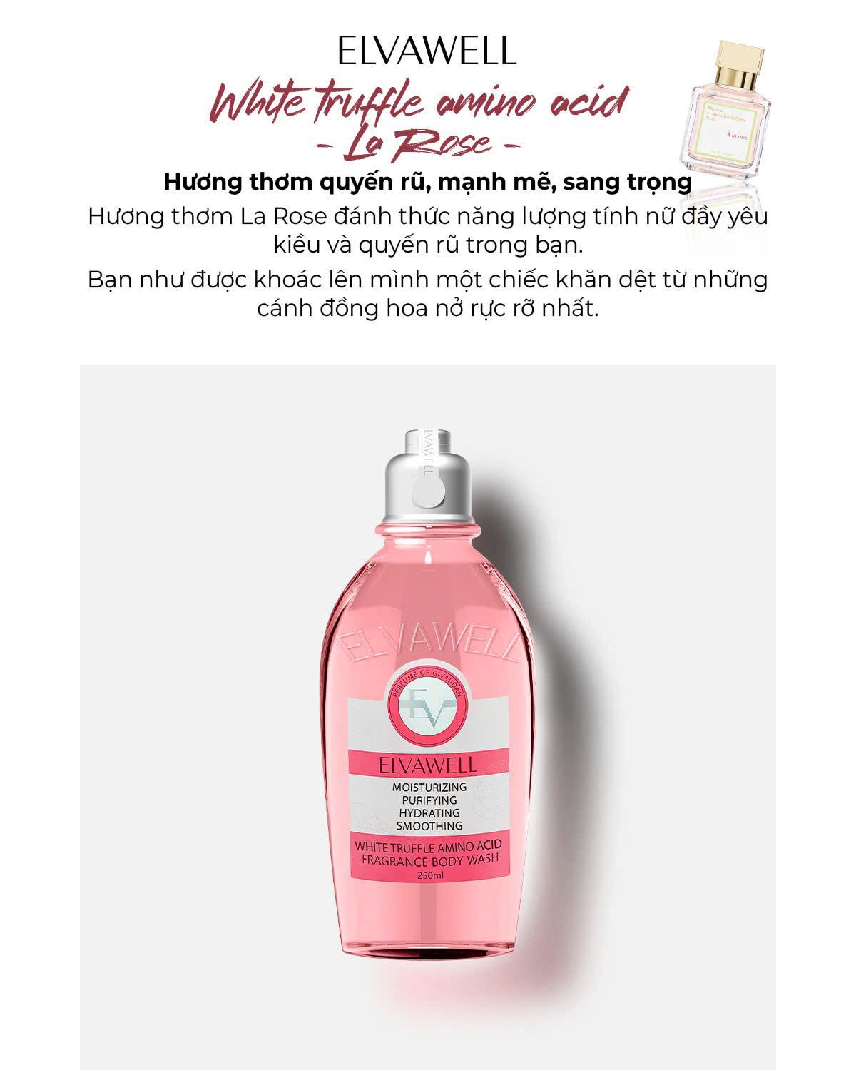 Sữa tắm nấm Truffle dưỡng ẩm Elvawell (250ml) - Sữa tắm White Truffle Amino Acid Elvawell - La Rose
