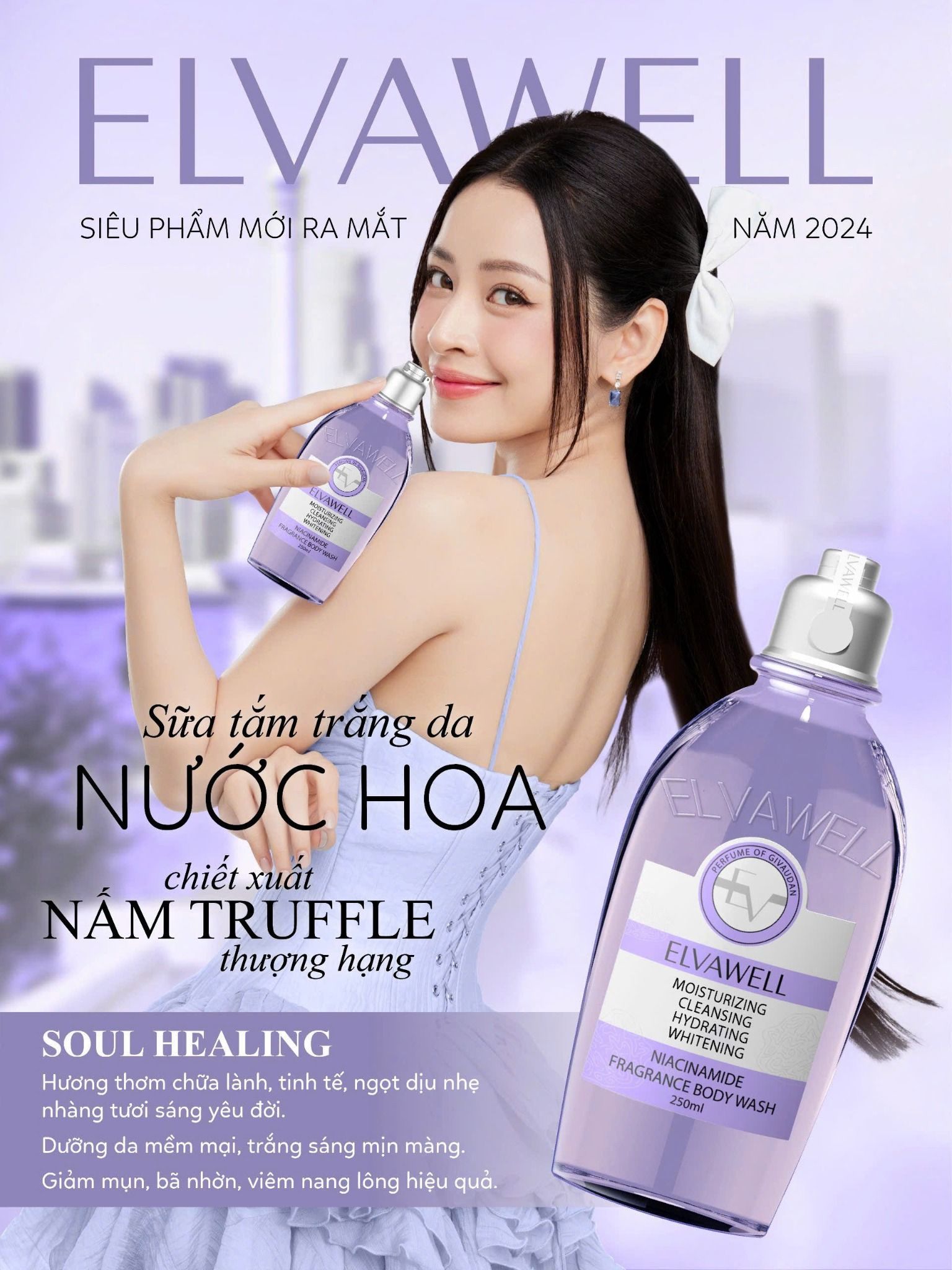 Sữa tắm nước hoa trắng da Niacinamide Elvawell (250ml) - Sữa tắm Niacinamide Elvawell - Soul Healing