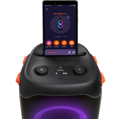 Loa JBL PartyBox 110, Pin 12h, LED Đẹp, IPX4, Công Suất 160W, Bluetooth, AUX, USB, Micro, Guitar, True Wireless Stereo