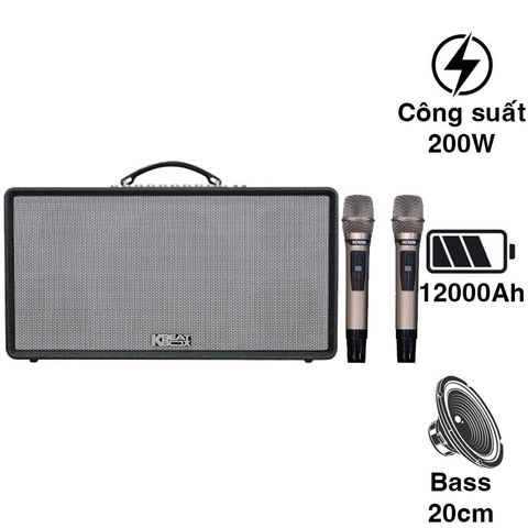 Loa karaoke di động ACNOS FLAC 36, Bass 20cm, Công suất 200W, Bluetooth, Kèm 2 Tay Micro