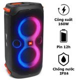 Loa JBL PartyBox 110, Pin 12h, LED Đẹp, IPX4, Công Suất 160W, Bluetooth, AUX, USB, Micro, Guitar, True Wireless Stereo