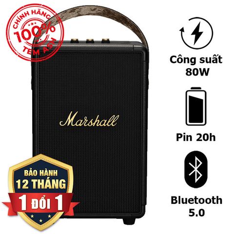 Loa Marshall Tufton Chính Hãng (Tem ASH) Pin 20h, Công Suất 80W, Chống Nước IPX2, Bluetooth 5.0, AUX