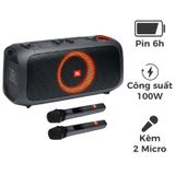 Loa JBL Partybox On The Go, Pin 6h, IPX4, Bluetooth, AUX, USB, Công Suất 100W, Kèm 2 Tay Micro