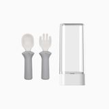 Set muỗng nĩa ăn dặm Silicone Bạch Kim Bluemama - Có hộp đựng an toàn vệ sinh cho bé