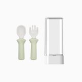 Set muỗng nĩa ăn dặm Silicone Bạch Kim Bluemama - Có hộp đựng an toàn vệ sinh cho bé