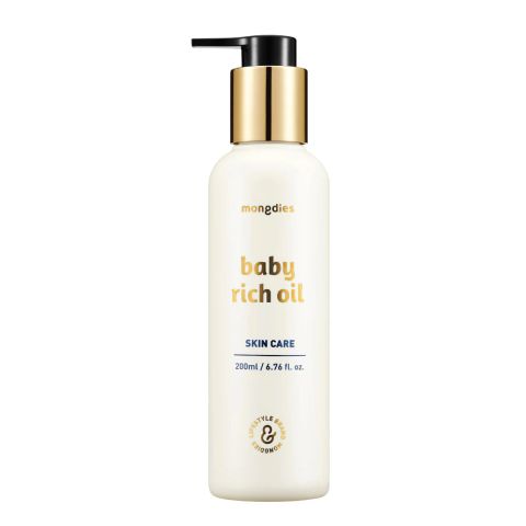 Dầu Dưỡng Ẩm Da Mongdies Dịu Nhẹ Có Nguồn Gốc Thực Vật An Toàn Cho Bé Baby Rich Oil 200ml