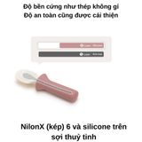 Set muỗng nĩa ăn dặm Silicone Bạch Kim Bluemama - Có hộp đựng an toàn vệ sinh cho bé