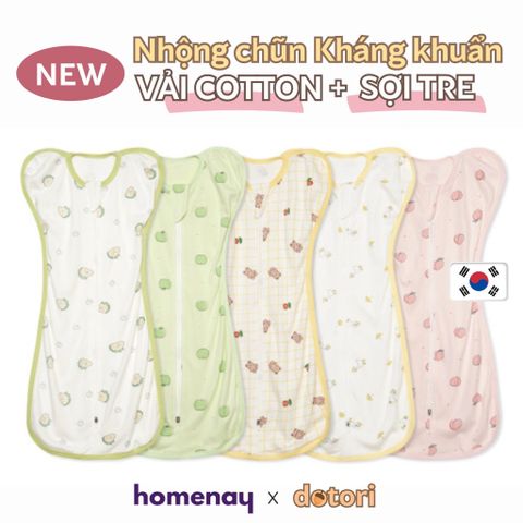 Nhộng chũn túi ngủ cao cấp Hàn Quốc Dotori Mới Vải Cotton Bamboo sợi tre Mesh lưới - Made in Korea