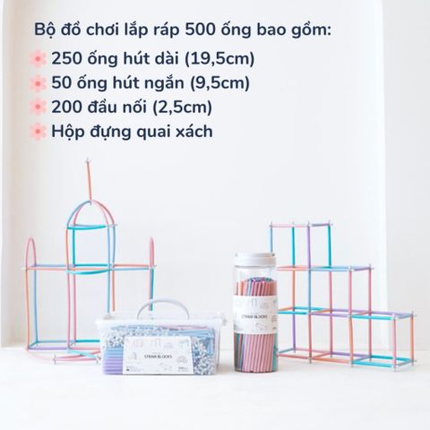 Đồ chơi 500 ống hút 4D lắp ghép cho bé chính hãng Malang Honey đồ chơi giáo dục, tăng tính sáng tạo cho bé