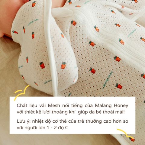 Nhộng chũn Malang Honey Hàn Quốc vải Mesh thoáng khí giúp bé ngủ ngon, ngủ sâu, tránh giật mình ( trùm chân)