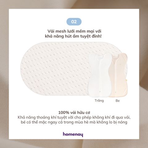 Nhộng chũn Malang Honey Vải Tre Bamboo và Vải Mesh lưới Chính Hãng Hàn Quốc (Mẫu mới)