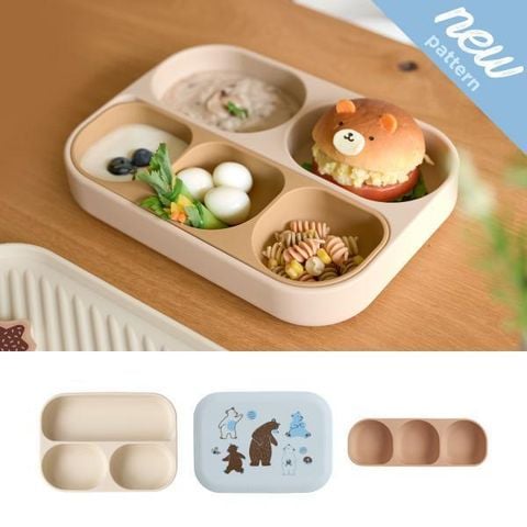 KHAY ĂN DẶM SILICONE ĐẾ HÍT CÓ NẮP DONOMAMAZONE - MADE IN KOREA