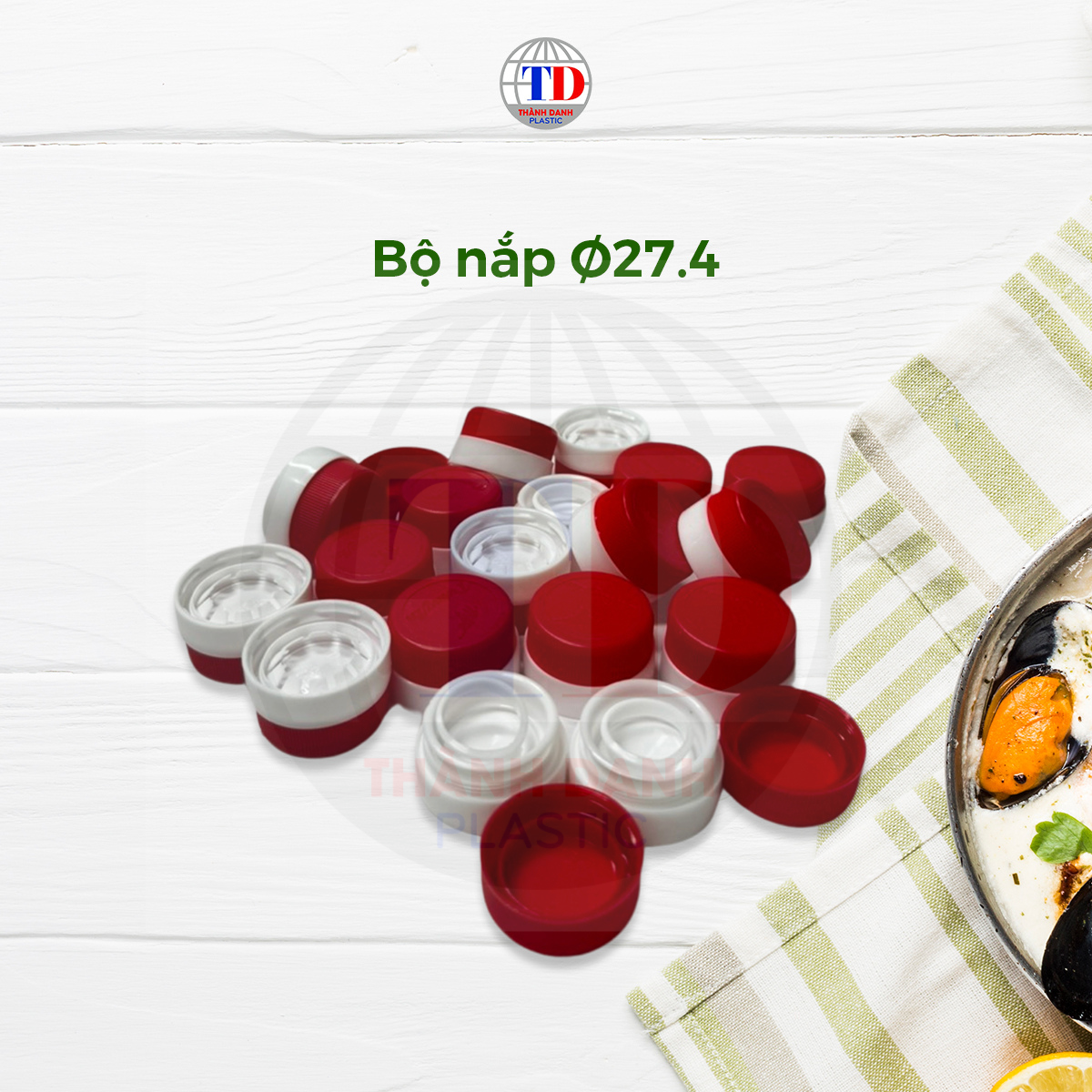 Bộ Nắp Ø27.4 (Trắng Đỏ)