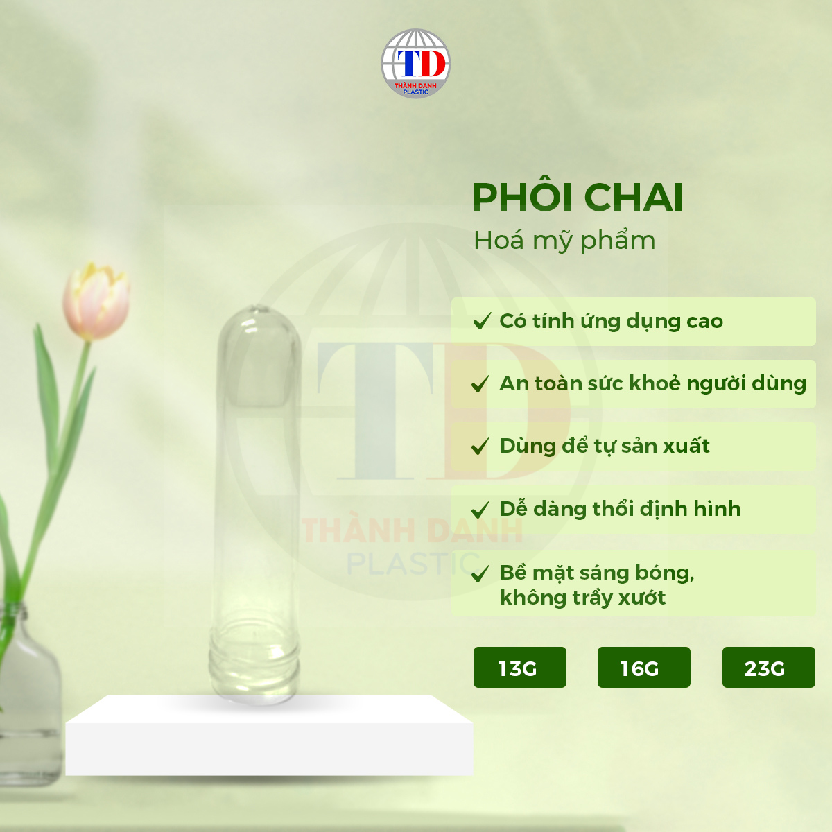 Phôi PET Chai Đựng Hoá Mỹ Phẩm