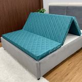 Nệm Bông Ép Gấp 3 Angel Chần Ô Vuông (Màu Xanh)