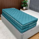 Nệm Bông Ép Gấp 3 Angel Chần Ô Vuông (Màu Xanh)